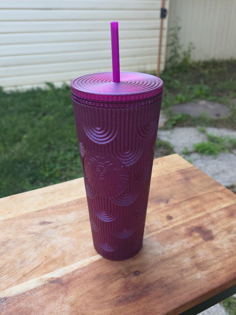 Starbucks Purple Iridescent Scalloped Cold Cup Tumbler